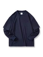 パッチワーク風レイヤード長袖Tシャツ