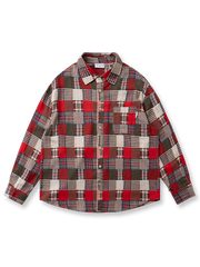 多彩なチェック柄をパッチワークで組み合わせたコットンシャツ