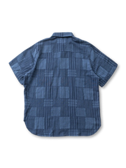 パッチワークストライプ半袖シャツ