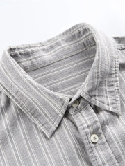 パッチワークストライプ半袖シャツ