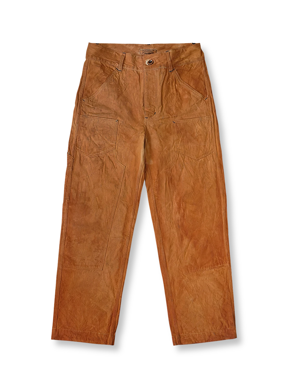 柿渋手染めの高密度コットンキャンバスワークパンツ。