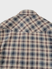 ウォッシュ加工 長袖チェックシャツ