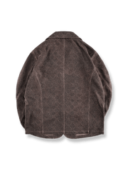 シャンユンシャ製の和風レトロなワイドフィットスーツジャケット、レトロなテクスチャと繊細な素材感を全体的に展示しています。