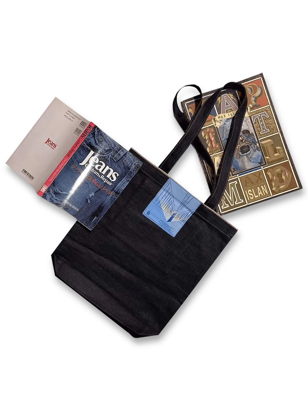  ヴィンテージデニムパッチワークトートバッグ