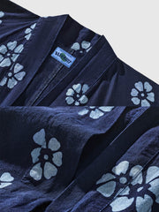 「白梅」和柄　植物藍染 はんてん