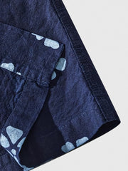 「白梅」和柄　植物藍染 はんてん