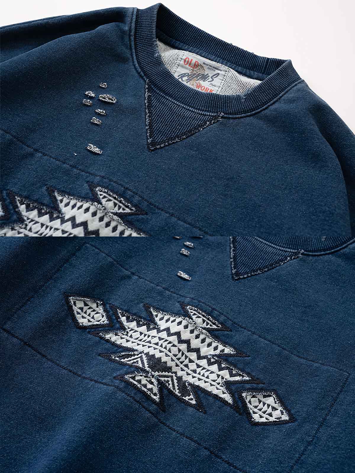 パッチワークデザインとウォッシュ加工 ディテール画像