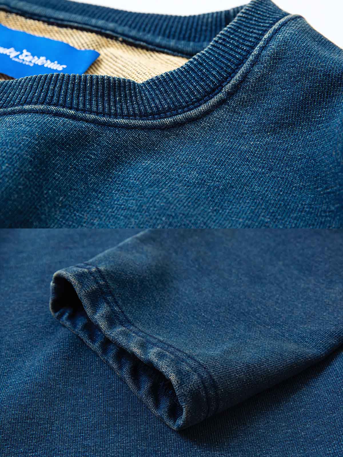 刺繍されたスマイリーフラワーとパッチワークのディテール