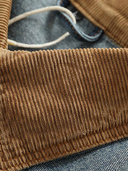 コーデュロイ襟パッチワークデニムジャケット