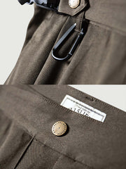 詳細画像：五分丈パンツのタクティカルバックルとブラスバックルのディテール図