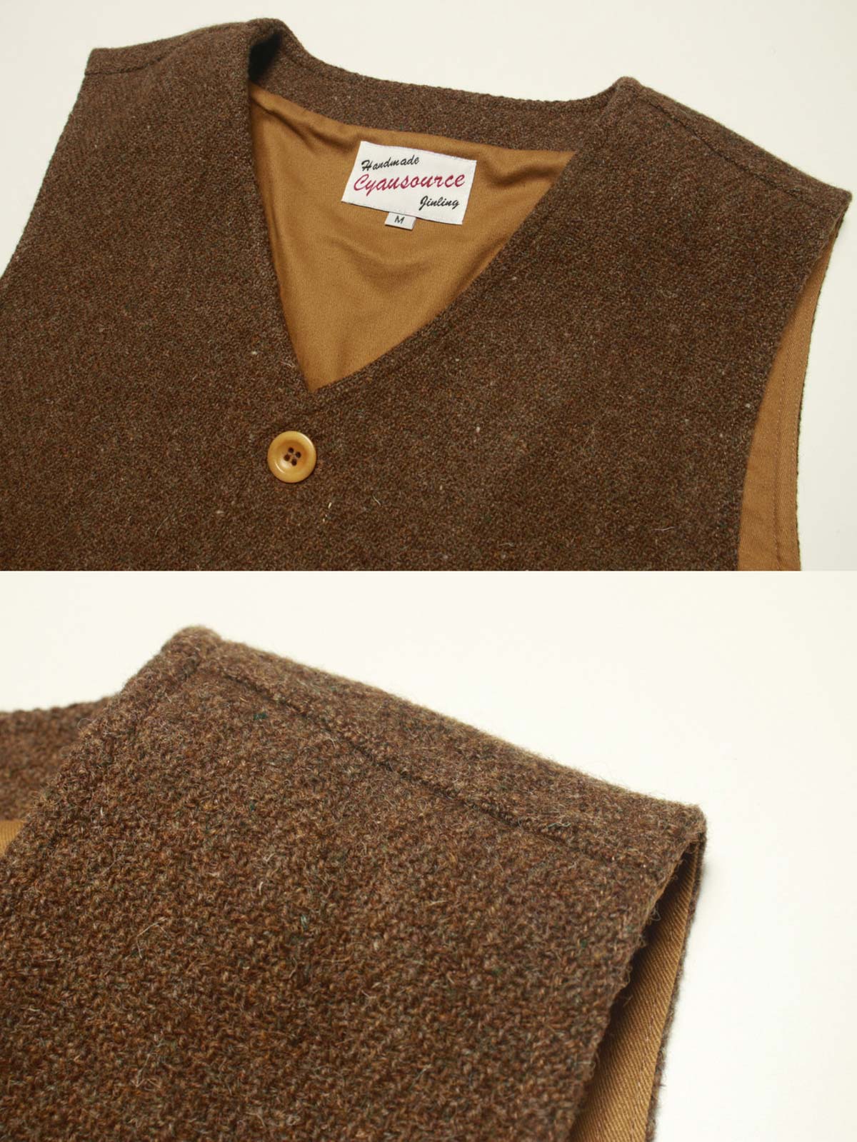  Mallalieus製ツイード生地と内側コットンライニングのディテール