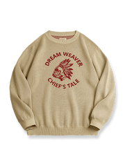 ヴィンテージ風チーフヘッドドレス柄ニットセーターの正面全体画像