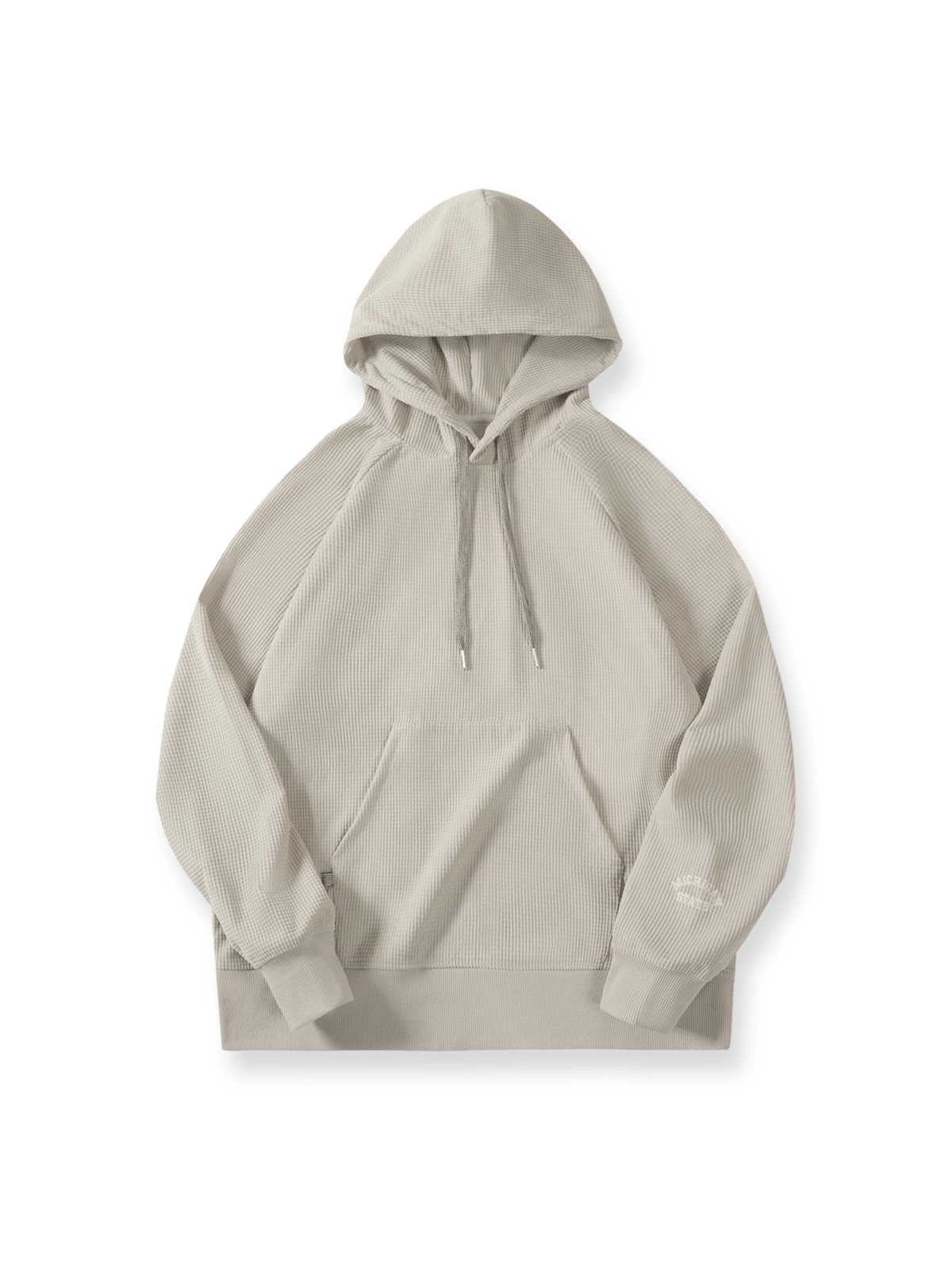 製品画像：カジュアルラグランスリーブフード付きスウェットシャツの正面図