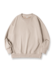 グレーのクルーネックドロップショルダースウェットシャツ正面展示