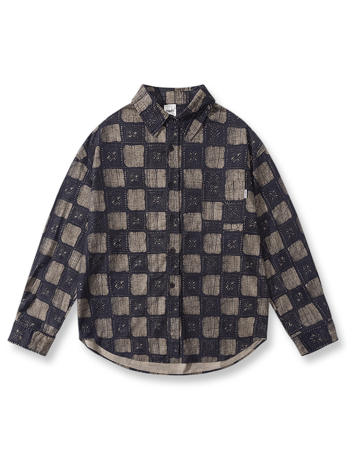 エスニック柄プリントコットンシャツ全体