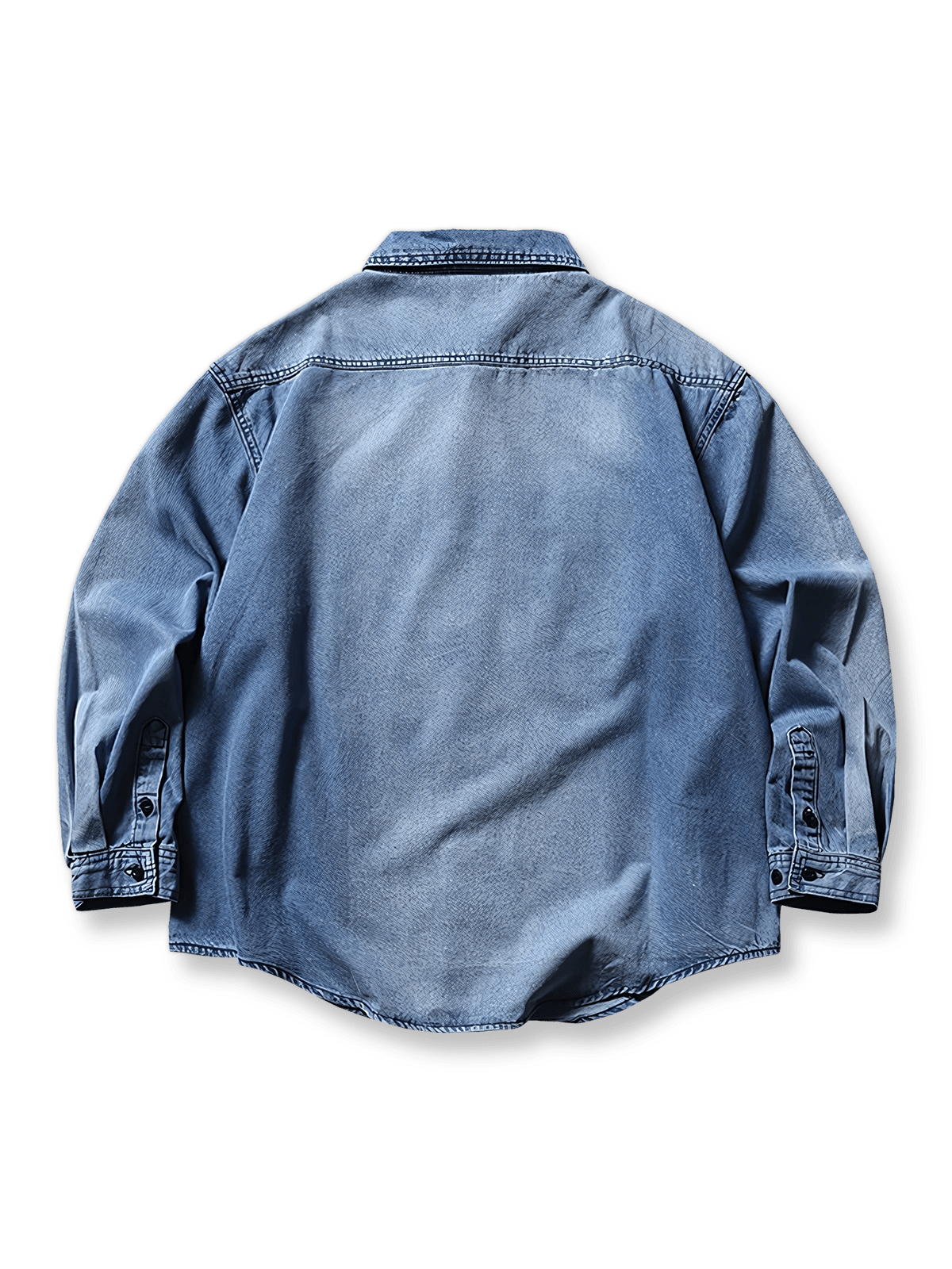 ウォッシュ加工グラデーションアーチヘム長袖シャツのフロントビュー