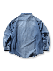 ウォッシュ加工グラデーションアーチヘム長袖シャツのフロントビュー