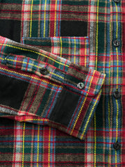 カラーブロックストライプ厚手ゆったりシャツ