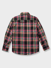 カラーブロックストライプ厚手ゆったりシャツ