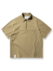 ブラウンのアウトドア防水通気性アイスシルク半袖ポロシャツの正面展示