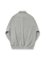 グレーのエアコットン襟付きポロシャツスウェットの全体画像