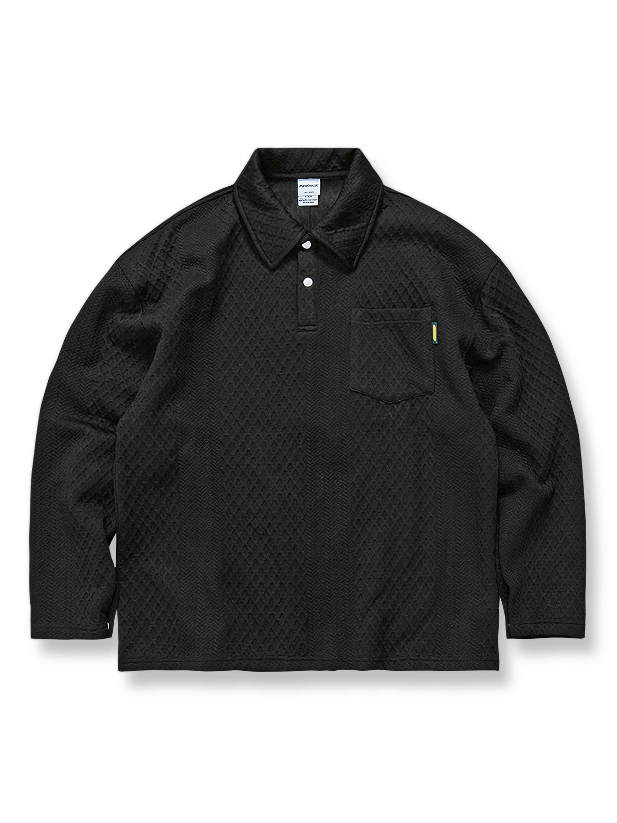 ヴィンテージルーズフィットポロカラージャカードプルオーバー平置き画像