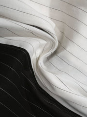 シルク コンビストライプ柄 半袖シャツ