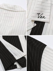 シルク コンビストライプ柄 半袖シャツ