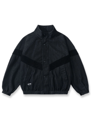 コーデュロイパッチワークスタンドカラーデニムジャケットの平置き画像