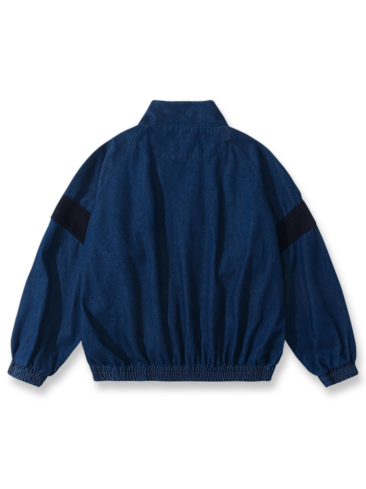コーデュロイパッチワークスタンドカラーデニムジャケットの平置き画像