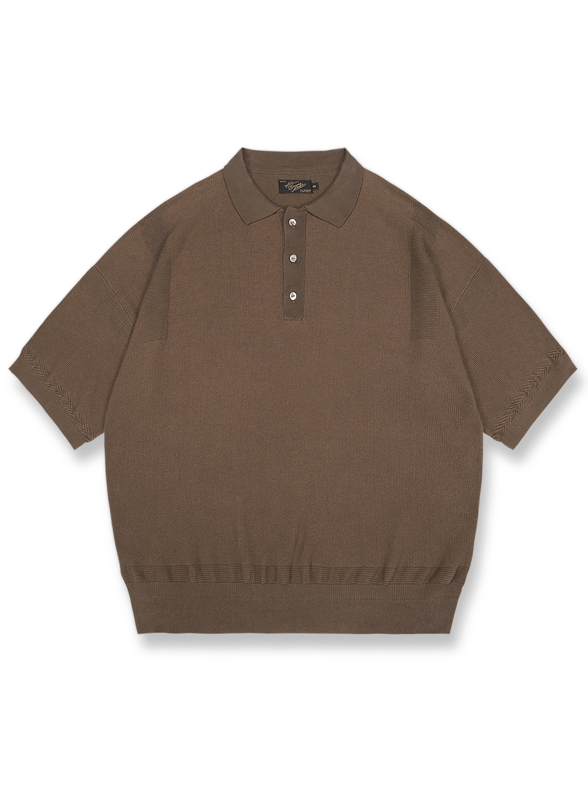 ヴィンテージスタイルのコーマコットンドロップショルダーショートスリーブポロシャツ正面図