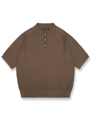 ヴィンテージスタイルのコーマコットンドロップショルダーショートスリーブポロシャツ正面図