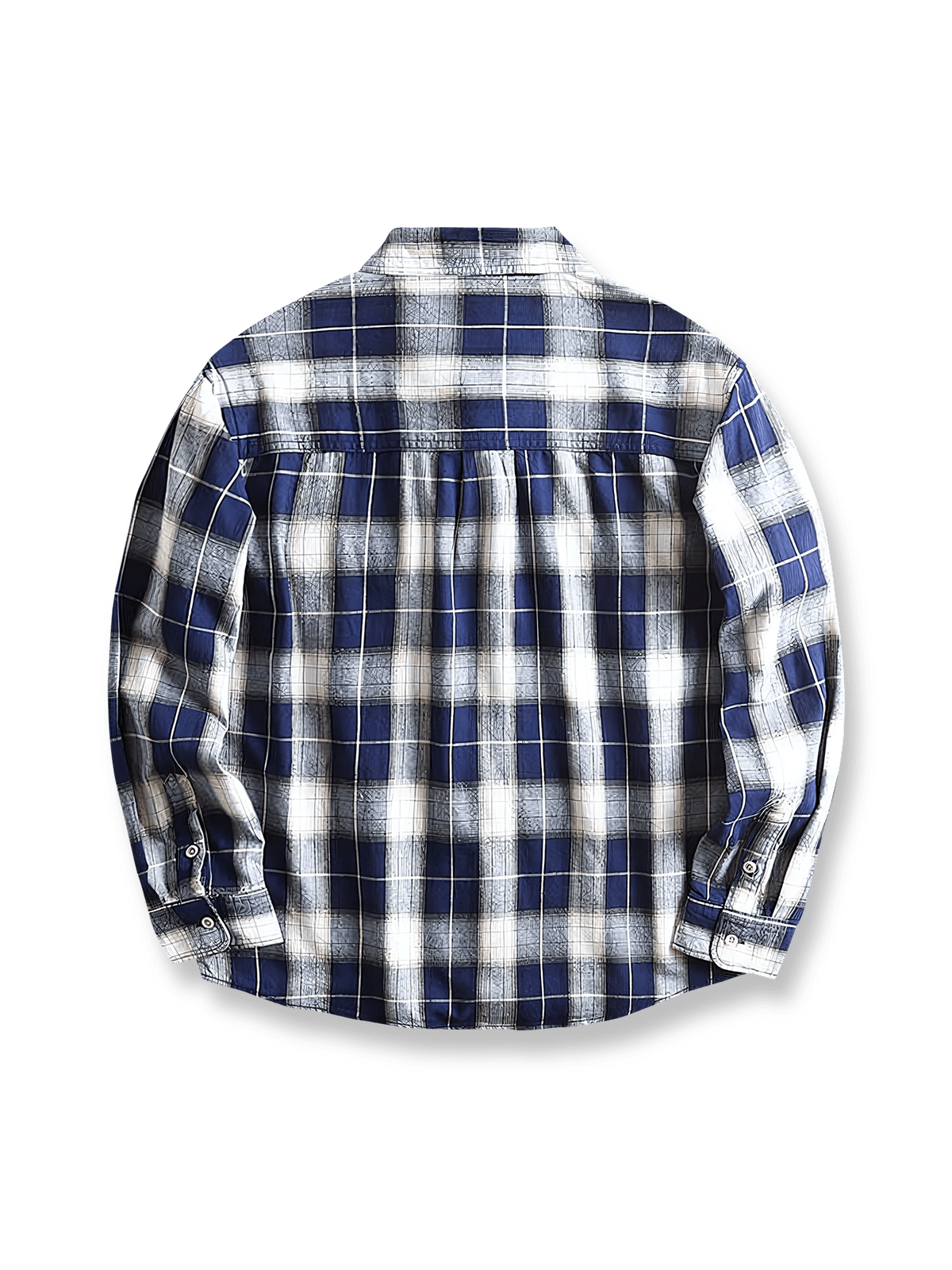 詳細画像: ダブルボタン付きフラップポケットとチェック柄の拡大画像