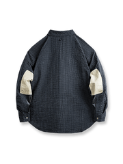 ヴィンテージシアサッカー格子柄長袖シャツの全体画像