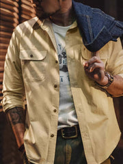 コーデュロイ襟 ワークシャツ