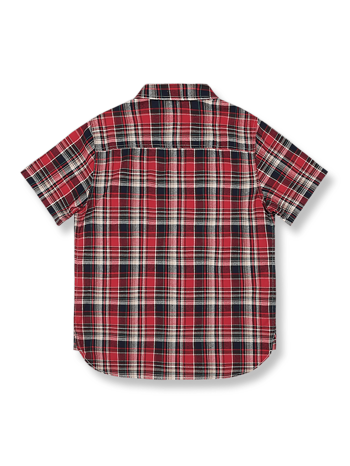 製品画像: アメリカンウエスタンレトロチェック柄半袖ワークシャツ反面図