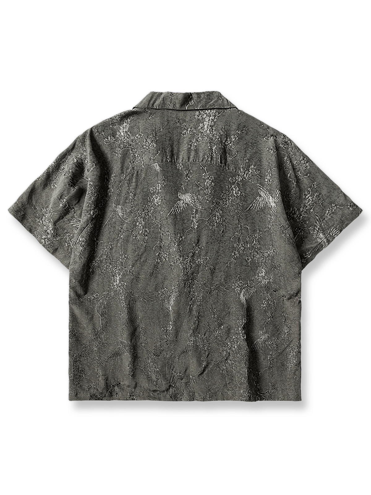 シルク風襟付き半袖シャツ