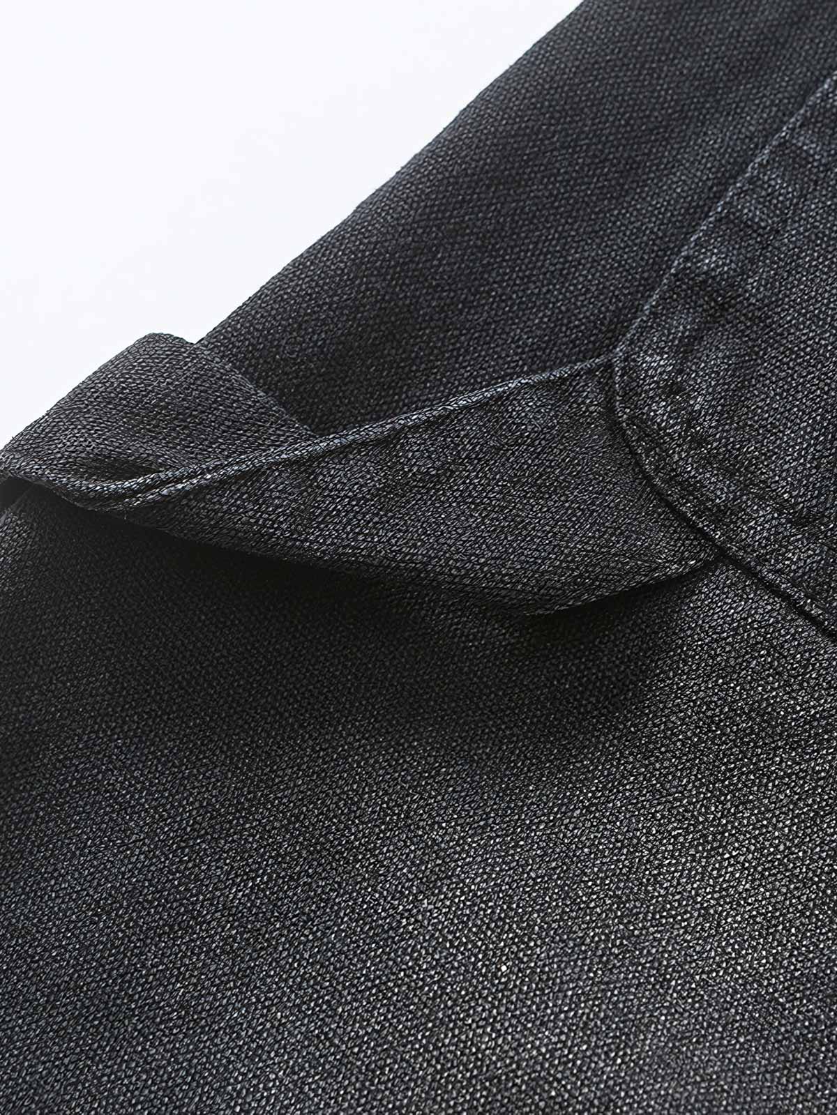 詳細画像: 伐採ショーツのディストレストディテール特写