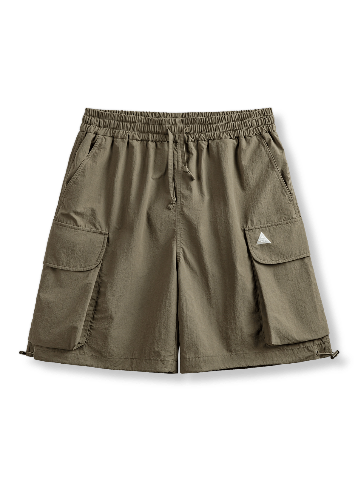 ワークウェアスタイルのアウトドアマルチポケットナイロンショーツの全体表示