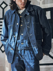 インディゴ染め ウォバッシュストライプ ジャケット