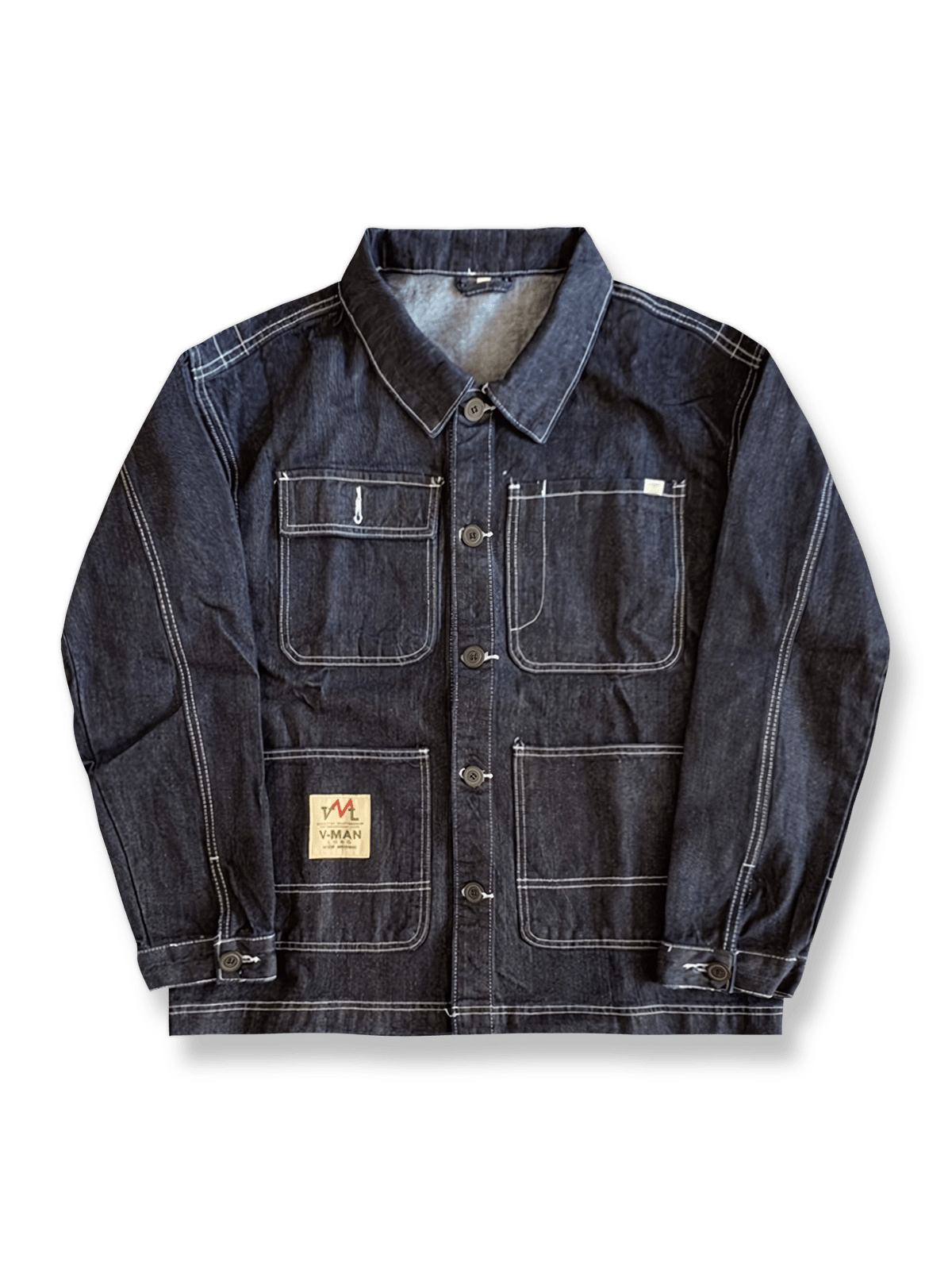 ウォッシュ加工マルチポケットデニムジャケット