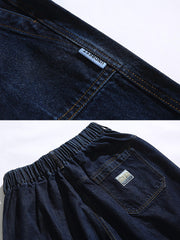 ウエストゴム 装飾ポケット デニムパンツ
