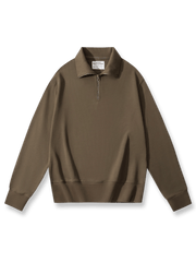 450gヘビーウェイトハーフジップポロカラースウェットシャツの全体展示