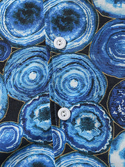 キューバカラー ブルー 円模様 半袖 アロハシャツ