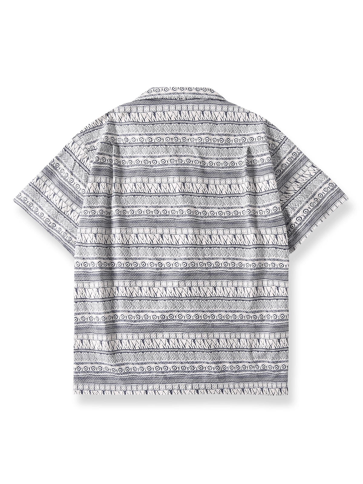 民族風ストライプ柄ハワイアン半袖シャツの正面図