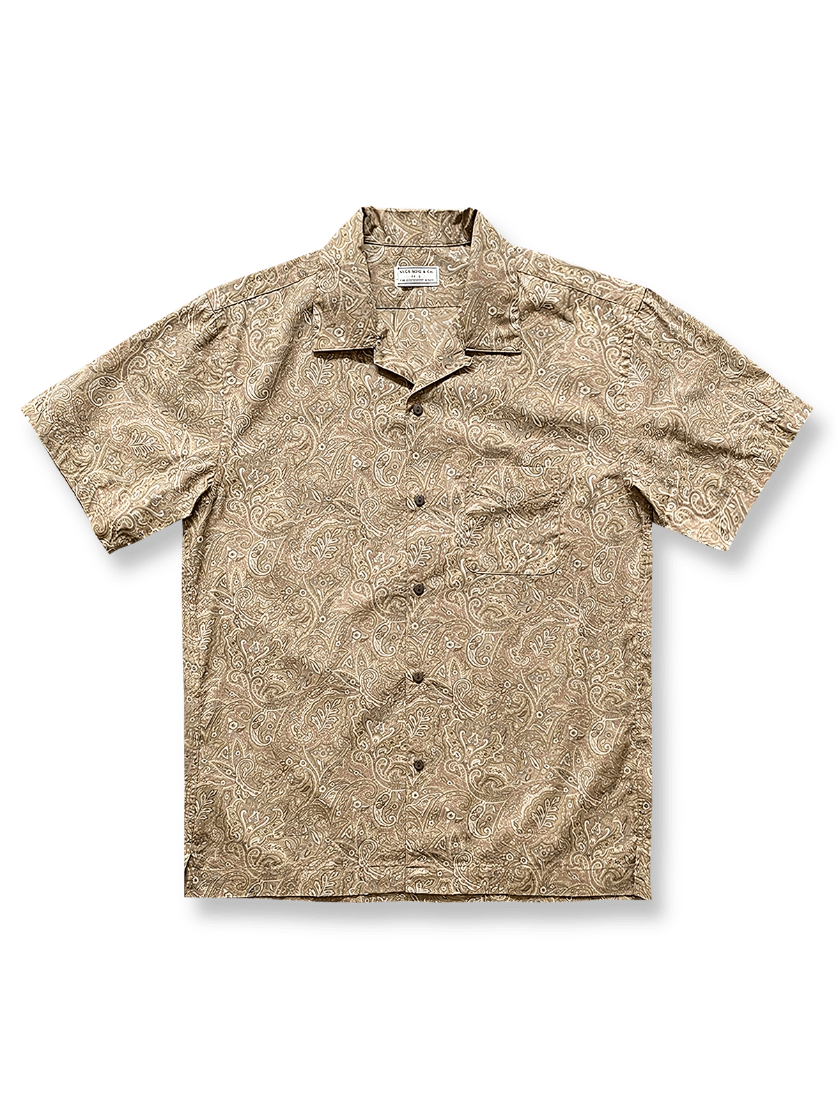 キューバカラー ペイズリー柄半袖シャツの全体像