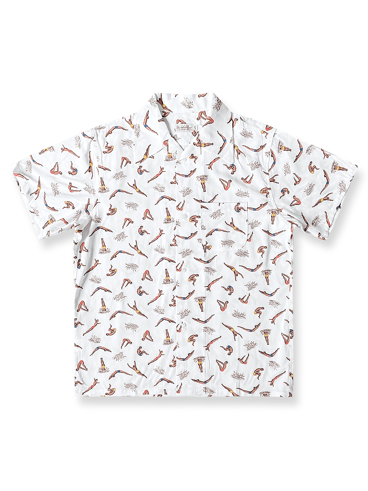 クリームホワイト プリント キューバシャツ