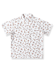 クリームホワイト プリント キューバシャツ