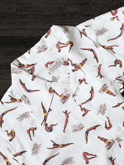 クリームホワイト プリント キューバシャツ