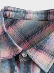 カラーブロック チェック柄シャツ